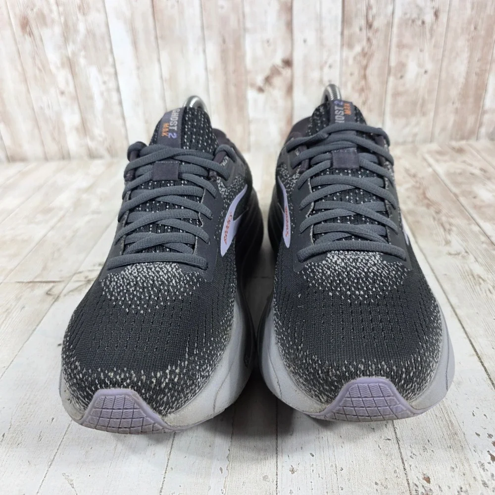 Brooks Ghost Max 2 Womens 7.5 Wide Black Grey Running Shoes 1204201D005